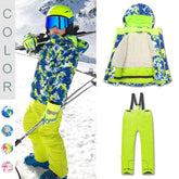Lesmart Kids' Snowboard Colorful Printed Ski Jacket and Pants
